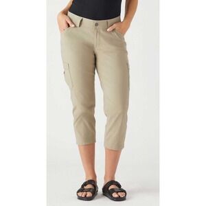 Duluth Trading Co Dry on the Fly Capris Women 12 Tan Cargo Hiking Outdoor